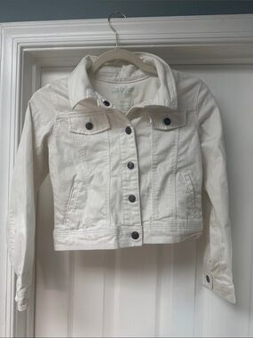 Cat & Jack Off-White Denim Jacket with Dark Buttons